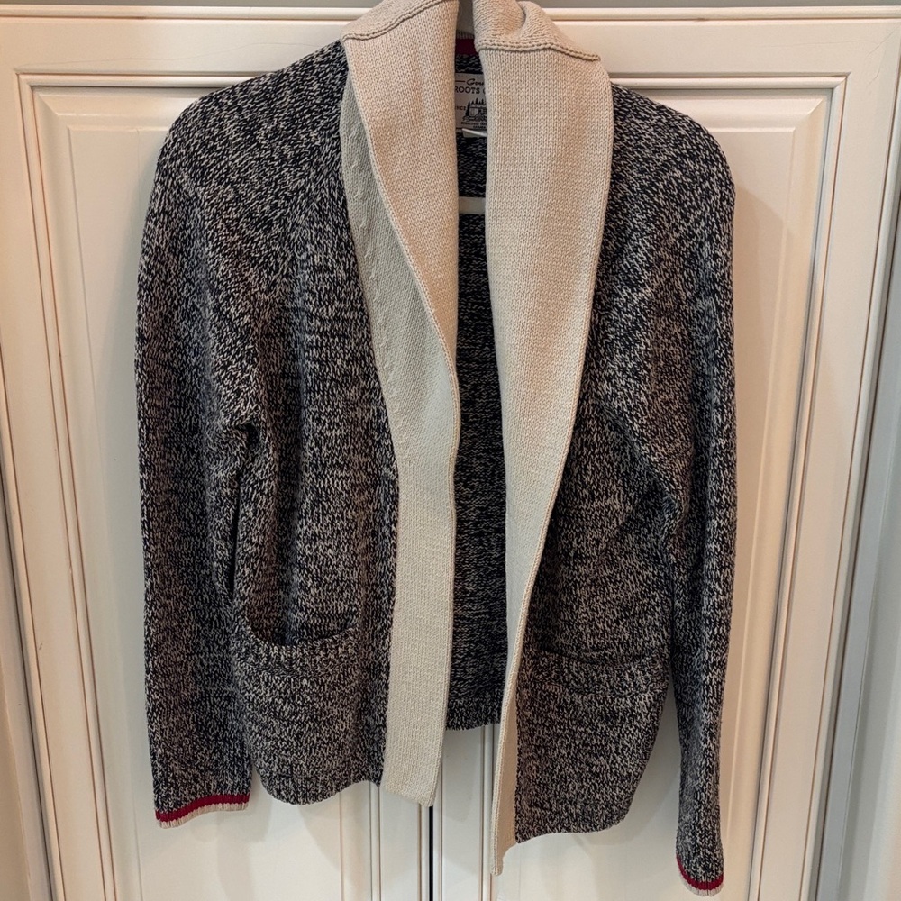 Roots Black and Cream Cardigan Sweater